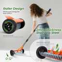 Walensee Dethatching Roller Rake with 76.8'' Adjustable Handle, Lawn Dethatcher Rake with 2mm Stainless Steel Blades,Thatch Remover, Soil Aerator & Loosening Tool for Moss, Leaves, Yard Lawn Care
