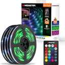 Monster 100 FtLED Light Strip with Remote Control, 540 RGB LEDs, Adhesive Backing, Coated for Moisture Protection, Dimmable, 24V Plug, 4 Modes Including Strobe, Flash, Fade & Smooth