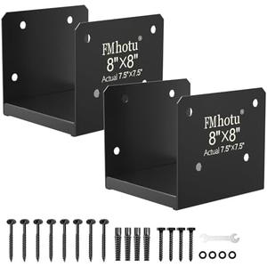 8x8 Stainless Steel Post Base，Internal 7.5 x 7.5 Post Anchor Bracket,Deck Post Base Concrete Support Anchor Base for Deck Railing, Fences, Mailboxes(2Pcs Black)