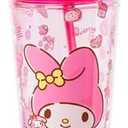 Silver Buffalo Sanrio My Melody Pink Strawberry Pattern Plastic Cold Cup with Lid and Topper Straw 24 Ounces