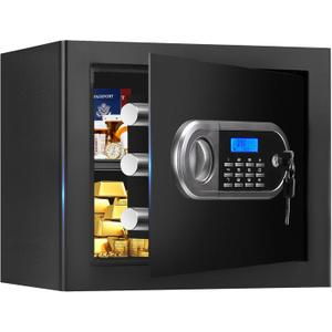 1.3 Cuft Small Fire Proof Safe for Home Documents, Anti-theft Safes for Home Use Fire and Water Proof with Combination Lock, Smart Alert System and Removable Shelf, Digital Document Safe for Jewelry