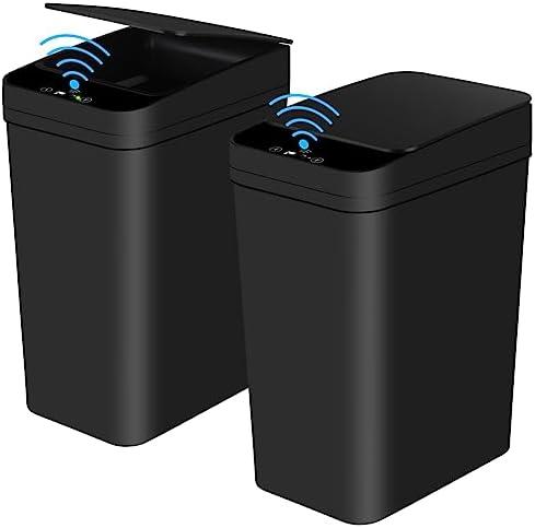 Anborry Bathroom Automatic Trash Can 1 Pack 2.2 Gallon Touchless Motion Sensor Small Slim Garbage Can with Lid Smart Electric Narrow Garbage Bin for Bedroom Office Kitchen (Black)