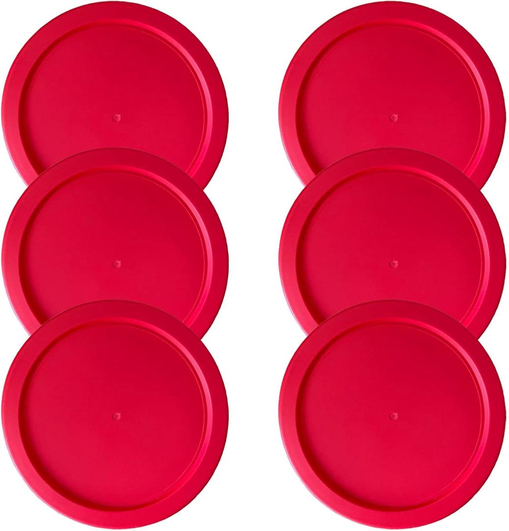 Replacement Lids fits Pyrex 2-Cup Glass Food Storage Container Bowls, 5-Inch Plastic Round Lids Covers for Pyrex 7200-PC, Airtight & Leakproof (6-Pack, Red)