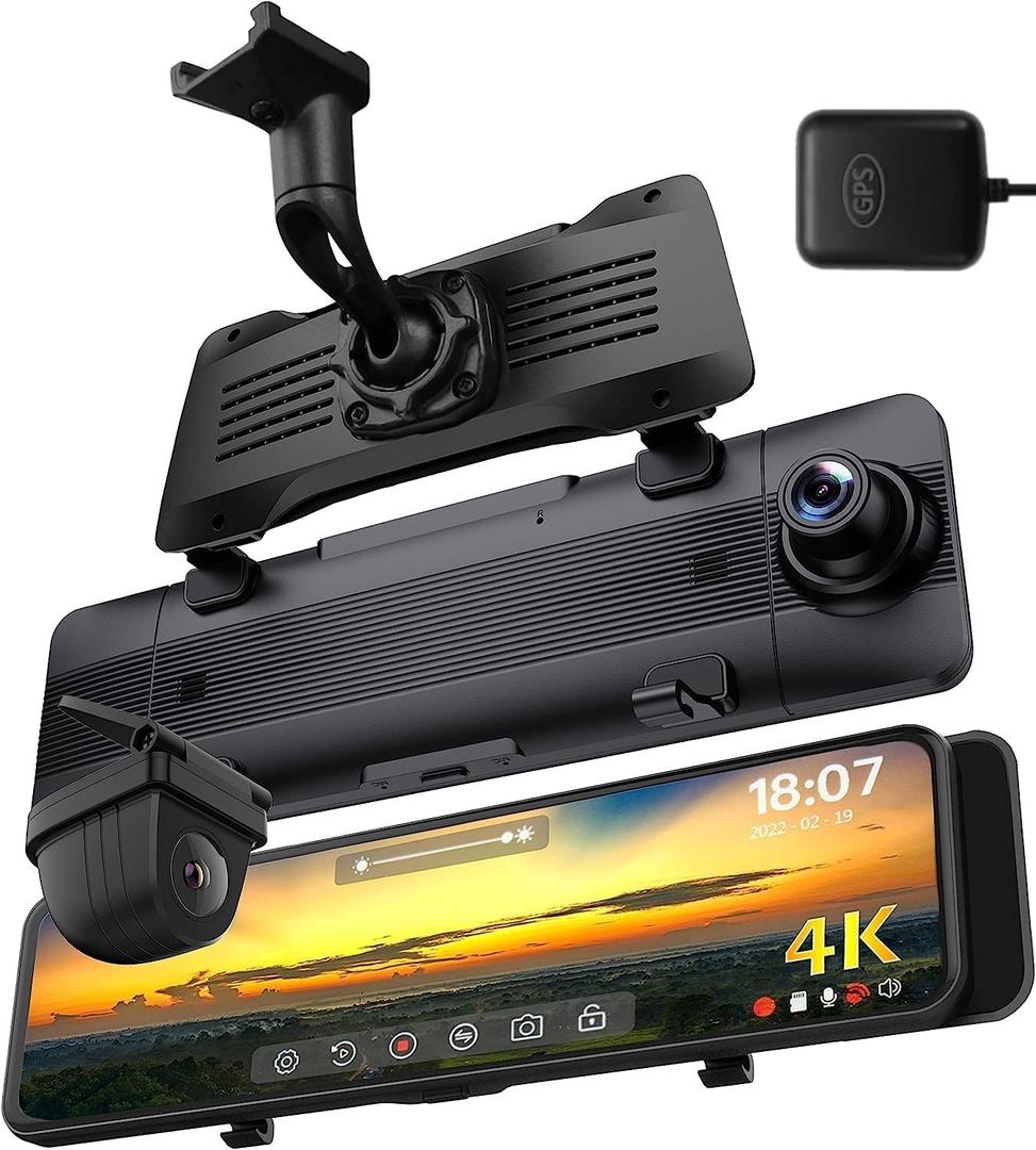 NikoMaku Mirror Dash Cam Front and Rear OEM Design 4K Resolution 11 Inch Full Touch Screen Rear View Mirror Camera for Cars 170 Wide Angle Type-C Dual Lens Included GPS AS5 Pro Standard