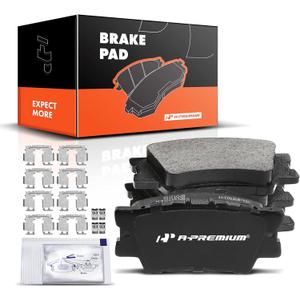 A-Premium Rear Ceramic Brake Pads Set Compatible with Toyota, Lexus and Pontiac Models - Avalon 2007-2021, Camry, Matrix, RAV4, ES300h, ES350, HS250h, Vibe, with Hardware, 4-Pack
