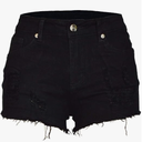 Womens Ripped Denim Shorts Mid Waist Sexy Short Cutoff Distressed, Small