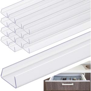 15 Pcs 24" Cabinet Door Protector Edge Guard-3/4 Thick Slip-On Drawer Door Protector in Clear-Shelf Edge Protectors for Kitchen Cabinets to Prevent Wear,Chipping and Discolouration