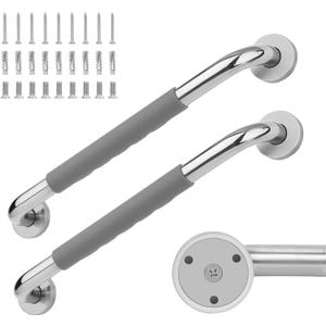 Grab Bars for Bathtub and Shower,18 Inch 2 Pack Silicone Grip Shower Handle | SUS 304 Stainless Steel,Wall Mounted Shower Grab Bars,ADA Compilant,Suitable for Seniors,Handicap,Pregnant & Kids