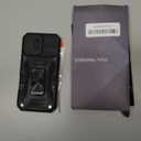 DEERLAMN Case for iPhone 17 6.3-Inch with Slide Camera Cover + Screen Protector (2 Packs), Rotated Ring Kickstand Military Grade Shockproof Protective Cover-Black