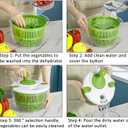 Salad Spinner, 5L Vegetable Washer Dryer Drainer Strainer with Bowl & Colander, Multi-Use Lettuce Spinner, Fruit Washer, Pasta and Fries Spinner