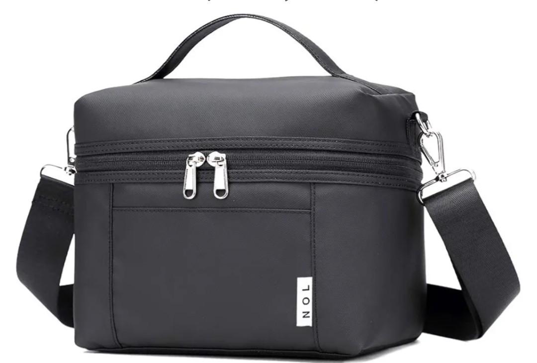 NOL Natural Organic Lifestyle Small Insulated Lunch Bags for Women Men Small Cooler Bag | Fits 7 Cans 330ml | Lightweight Nylon Waterproof Lunch Box For Work（Small，Black）