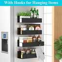 HuggieGems 4 Pack Magnetic Spice Storage Rack Organizer for Refrigerator and Oven, Black Fridge Organizers and Storage (1)