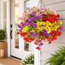 Artificial Flowers for Outdoors, 8 Bundles Faux Silk Spring Flowers for Outside for Planter Front Door Porch Yard Patio Window Box Home Decor