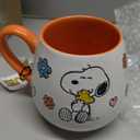 Peanuts Snoopy Mug Gift Set - Bundle with 2 Snoopy Ceramic Coffee Cups with Handles Plus Stickers for Kids, Teens Mug Set for Adults