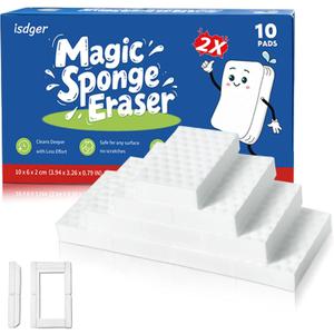 2 x Glass Cooktop Cleaner Sponge, 10 Pack GRS Certified Stove Top Cleaner 2X Density Magic Melamine Sponge Eraser, Extra Durable & Long Lasting, for Kitchen Glass Marble Ceramics Top Daily Cleaning