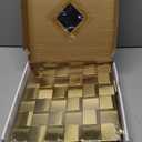 3D Wall Panels Golden 2x2 Metal Mosaic Tile Sheets Backsplash Accent Wall Gold Dcor [5 Sheets] (12x12 inches)