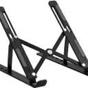 Laptop Cooling Stand, 6-Angle Adjustable Aluminum Ergonomic Foldable Portable Desktop Stand, Compatible with 10-15.6 inch MacBook iPad, HP, Dell, Lenovo Silver (Black)