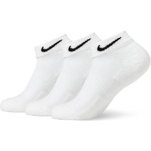 Nike Unisex Adult Everyday Cushioned Training Low Socks (3 Pairs) (Small, White/Black)