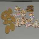 Wesiti 12 Pcs Easter Table Decorations Easter Bunny Wooden Table Centerpieces Vintage Rabbit Tabletop Signs Rustic Farmhouse Decorative for Spring Home Office Tiered Tray Decor Party Favor Supplies