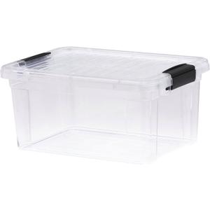 Superio Clear Storage Box with Lid, 6.75 Quart Plastic Container Bins for Organizing, Stackable Crates, BPA Free, Non Toxic, Odor Free, Organizers for Home, Office, School, and Dorm (12"x8.25"x5.75")