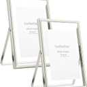 Silver Floating Frame 4x6" Set of 2 for photo 2x3'',3.5x5'', Metal Floating Frames 3.5x5'' Adjustable Tabletop/Shelf Photo Frame, Classy Gift Choice for Wedding, Thanksgiving, Christmas.