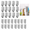 Adhesive Hooks, 32-Pack Heavy Duty Wall Hooks Stainless Steel Waterproof Hangers for Kitchen, Bathroom, Bags, Towel, Coat, Keys, Robe, Home, Offices (16 Small + 16 Big) (Hooks - 32p)