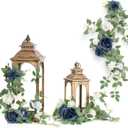 Ling's moment 6Pack 1.8ft Artificial Flowers Garland Navy Blue Lantern Flower Centerpieces Wedding Aisle Decor Chair Flowers Arch Floral for Signs DIY Table Wall Window Cake Decoration