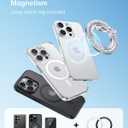 SYNCWIRE Magnetic Phone Ring Holder for MagSafe - Glitter Phone Grip Stand with 360 Rotation & Reinforced Hinge, Compatible with iPhone 16 15 14 13 Pro Max Plus MagSafe Accessories - Glitter Silver