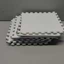 Tebery 16 Pieces Printed Wood Grain Interlocking Floor Tiles 3/8-Inch Thick EVA Foam Grey Puzzle Floor Mat