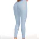 Faux Leather V-Back Leggings for Women High Waisted Tummy Control Sexy Fashion Ruched Butt Stretch Pu Pleather Tights (Blue, S)