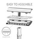 Bambaw Double Edge Safety Razor for Men & Women, Metal Razor with 5 Double Edge Safety Razor Blades, Eco-Friendly Razor Silver