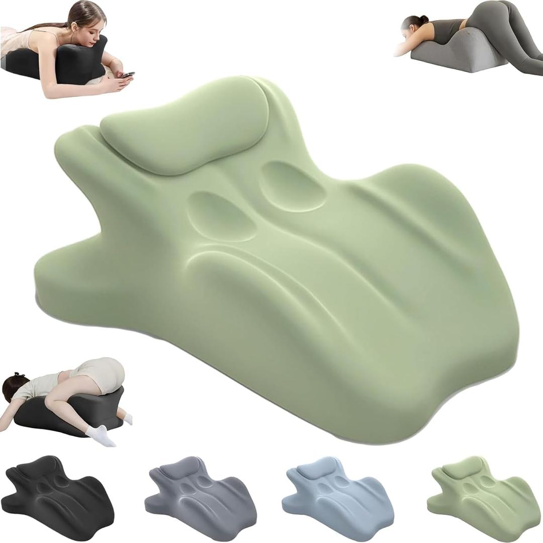 RSN Ergonomic Foam Wedge Pillow, 27 Angled Support for Neck and Waist, Multi-Position Support Pillow (Green), Standard