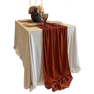 BTF HOME Luxurious Velvet Table Runner, Terracotta Wedding Table Runners, 5ft Velvet Home Party Table Decorations
