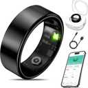 Smart Health Ring Fitness Tracker for Men Women, Sleep, Stress & Activity Monitoring, IP68 Waterproof, Long Lasting Battery, No Subscription Fees, Compatible with iOS & Android, Black 14