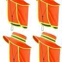 Liitrsh 4 Pcs High Visibility Reflective Sun Hat with Neck Flap Wide Brim Work Safety Boonie Hats Adjustable Bucket Cap for Men Women