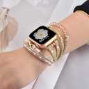 Boho Dressy Bracelet for Apple Watch Band 46mm 40mm 38mm 41mm 44mm 42mm 45mm 49mm Women, Elegant Handmade Beaded Leather Strap Accessories for iWatch Bands SE Series 11 10 9 8 7 6 5 4 3 2 1