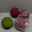 Lanpn 4 Pcs 6" Large Christmas Ornaments, Oversized Velvet Xmas Tree Ball, Big Flocked Christmas Tree Ornament, Shatterproof Plastic Balls for Lawn Yard Holiday Hanging Decor, Multicolor