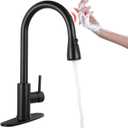 FGKQ Touchless Kitchen Faucet with Pull Down Sprayer, Matte Black High Arc Single Handle Single Hole Commercial Kitchen Sink Faucet with Deck Plate