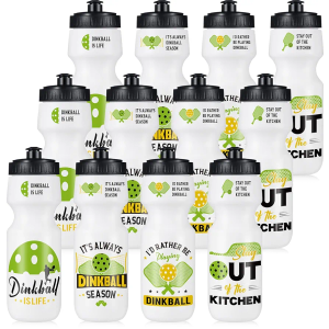 Maxdot 12 Pcs Funny Dinkball Water Bottle Bulk 26 oz Reusable Sports Squeeze Water Bottle with Pull Top Cap for Sports Party Favors Team Gifts Players Gym