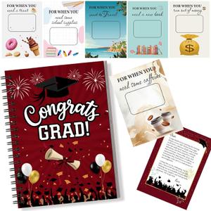 Zhanmai College Gift Card Book 7 x 5 Inch Graduation Gift Card Book 2026 College Survival Booklet Organizer Leaving Home High University School Birthday Care Package Cash Holder(Maroon Congrats Grad)
