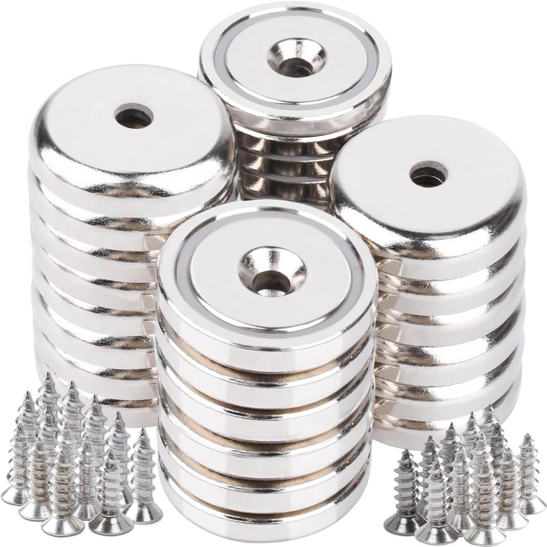 28 Pcs Magnets Neodymium, 18 lbs 0.63" Round Base Magnet Rare Earth Magnets with Screws for Wall Mounting
