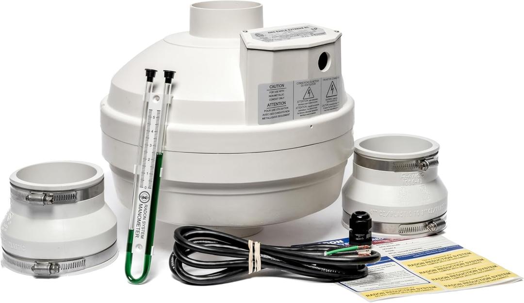 Festa AMG Eagle X EC Radon Fan  4 Installation Kit - Quiet and Energy Efficient Radon Mitigation Inline Fans  High Performance 3 Duct Fan