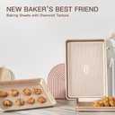 HONGBAKE Baking Sheet Pan Set of 3, Cookie Sheets for Oven, Nonstick Half/Quarter/Jelly Roll Pans with Diamond Texture Pattern, 0.8mm Thick Heavy Duty Cookie Tray, Champagne Gold