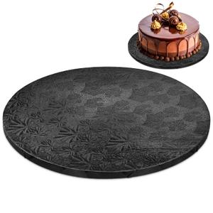12 Inch Cake Drum Board Black Round  Thick Cake Board with Grease & Moisture Resistant Surface, Durable Cake Base with Decorative Pattern for Birthday, Wedding & Party Cakes, Great as Gifts for Mom