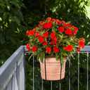 TQVAI Adjustable Hanging Railing Planter for 1.89 to 3.5 Inches Railings - Outdoor Balcony Deck Flower Pot Holder, Metal Baskets for Garden Orchid, Patio Ledge, 3 Pack, Black