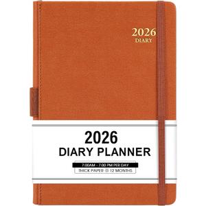2026 Appointment Book & Planner - January 2026 - December 2026, Daily Hourly Planner, 5.75" X 8.25", 60-Minute Interval, Faux Soft Leather Cover, Premium Paper, Academic Calendar with Pen Loop, Inner Pocket, Brown