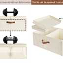 StorageWorks Extra Large Storage Bins with Double-Open Lid, 55L Fabric Baskets with Divider Board, Boxes for Clothes, Linen Closet Organizers with Handles, Ivory White, 2-Pack