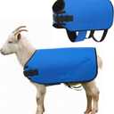 Weatherproof Goat Blanket for Winter Sheep and Calf Blanket Soft Fleece Lining Goat Coat for Show Goats, Pets & Livestock Adjustable Belly Straps for Secure Fit (Navy Blue,Size M)
