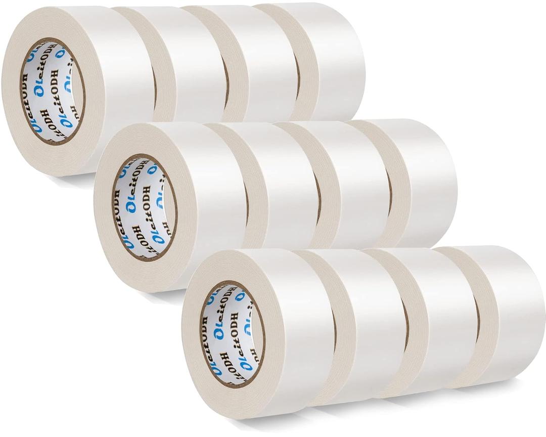 12 Pack White Duct Tape Heavy Duty,8.3 Mil Thickness,2 Inches x 30 Yards,Strong Industrial Strength,Flexible,No Residue,Waterproof and Tear by Hand,Multi-Use for Indoor & Outdoor Repairs