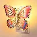Hohean Butterfly Night Light, LED Butterfly Night Light Plug into Wall, Manual On/Off Switch, Monarch with Gold Trim Decorative, Energy Saving, 360 Swivel Plug, Girl Bedroom Bathroom Hallway(Orange)